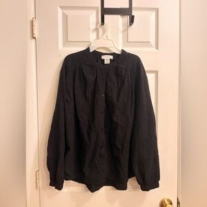 Calypso St. Barth Black Button-Front Embroidered Blouse